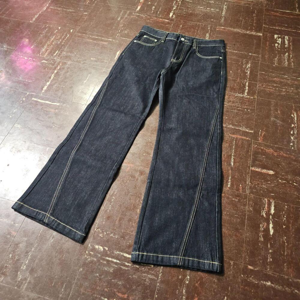Raw Denim Jeans Heart Embroidered Pocket Dark Wash (M) ✨